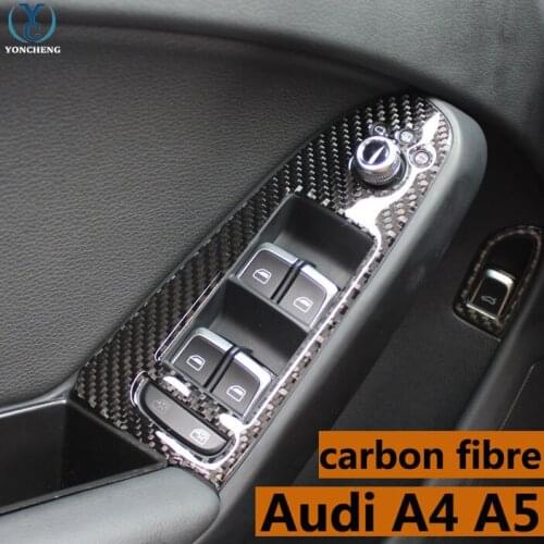 Adapt to Audi A4 A5 special modified carbon fiber interior trim button door decorative frame Audi A4 A5 modified 3D sticker