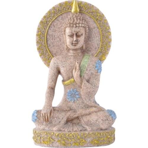 MagiDeal The Hue Sandstone Meditation Buddha Statue Sculpture Hand Carved Figurine Home Office Decor