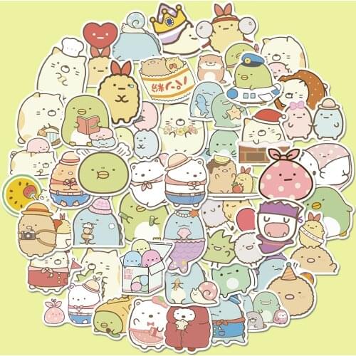 50pcs/pack Sumikkogurashi cartoon stickers laptop suitcase waterproof PVC material stickers DIY bicycle luggage skateboard