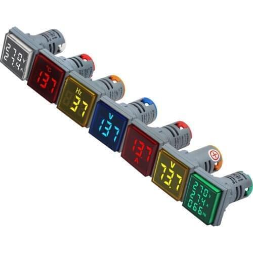 22mm AC DC Voltmeter Digital Display AC Voltmeter 500V Square DC Voltmeter 100V Indicating DC Signal Light