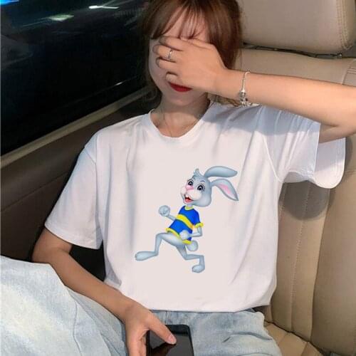 Women Aesthetic shirt Ullzang Harajuku Vintage tshirt Cartoon Rabbits Painting T Shirt New Fashion Top Tees Female Tumblr