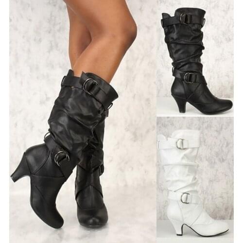 Womens Winter Boots 2021 Fashion Sexy Lady mid-calf Boots High Heel buckle short Boots Boots Snow Boots Women