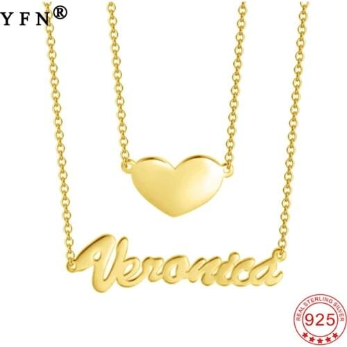 YFN Custom Name Necklace 925 Sterling Silver Personalize Jewelry Woman Letter Necklace Choker Couple Necklace Silver Chain Women
