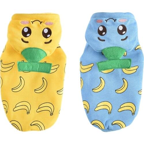 Winter Dog Clothes Cute Hoodies Fruit Banana Design Dog Coat Fleece Pet Dogs Costume Jacket For French Bulldog Chihuahua Apparel