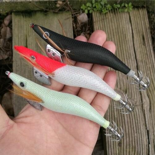 10Pcs Luminous Shrimp Lure Squid Jigs Ball inside 2.5# 3.0# 3.5# Artificial Bait Jigging Fishing Lure For Cuttlefish Octopus