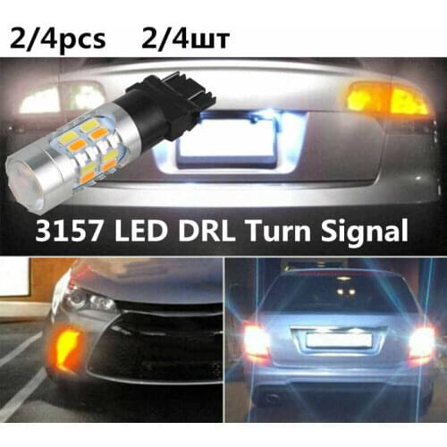 2/4PCS 3157 Turn Signal Lamp Switchback LED Bulb Dual Color White Amber Light Parking Light Xenon Bulbs Fast Delivery