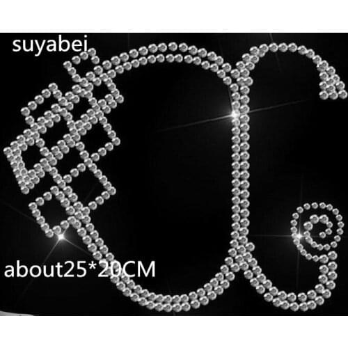 2pc/lot Big stone design iron on crystal transfers desig motif iron on applique patches hot fix rhinestones motif sticker