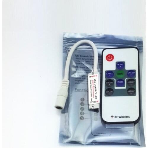 2PCS Mini RF Colorful LED Lights with Controller 10 Keys 17 Keys Wireless Monochrome RGB Dimmer Color Toner 5-24V