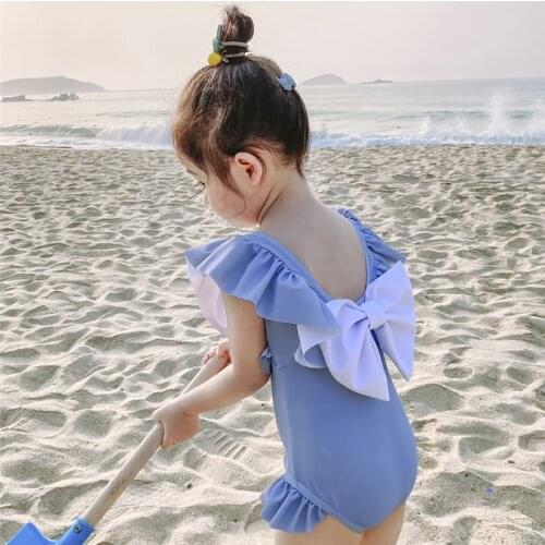 2020 New Arrival Toddler Baby Girl Swimwear 2-12 Years Children Big Bow Swimsuit Bathing Suit Kids Beach Clothes
