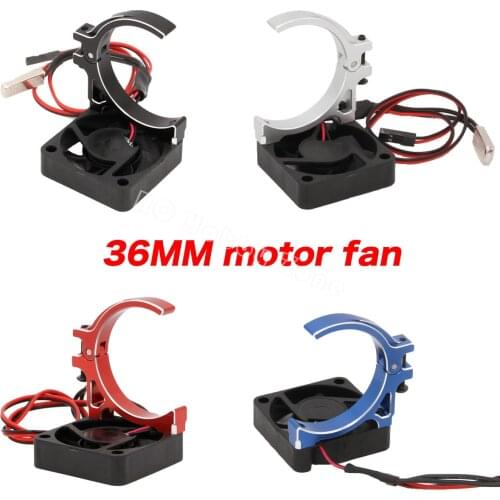 36MM RC Car Motor Heatsink Cooling Fan with Thermal Sensor CNC Aluminum Alloy Clamp Heatsink w/ holder for 540 3650 3660 Motors