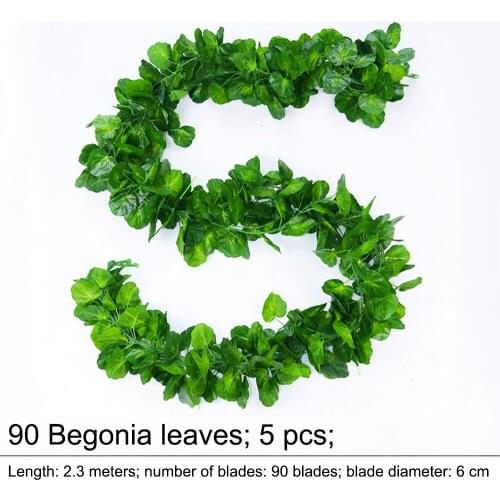 5pcs Green Silk Artificial Hanging Leaf Garden Decoration Outdoor Garland Plants Vine Leaves DIY For Home Wedding Party Decor