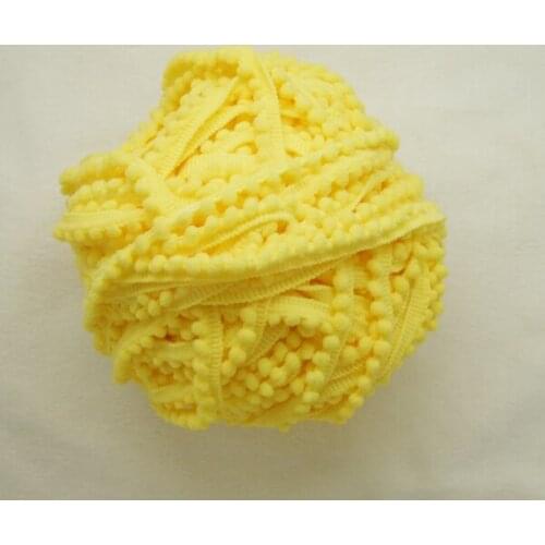 5 yards cute yellow mini color polyester PomPom fringe trim draper ball Accessories sew 0.5" ball 0.8cm edge