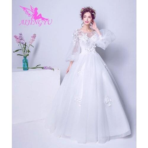 AIJINGYU 2021 2020 mermaid Customized new hot selling cheap ball gown lace up back formal bride dresses wedding dress TJ137