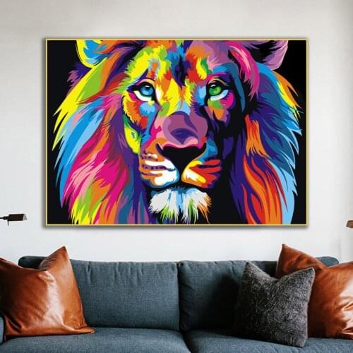 Watercolor Lion Pop Art Posters and Prints Abstract Animals Canvas Art Wall Paintings Cuadros Pictures for Living Room Decor