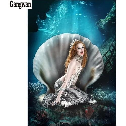 Diy Diamond Painting Sale Full Round Drill Cross-Stitch "shell beauty girl" Diamond Embroidery Mosaic Rhinestone Picture decor