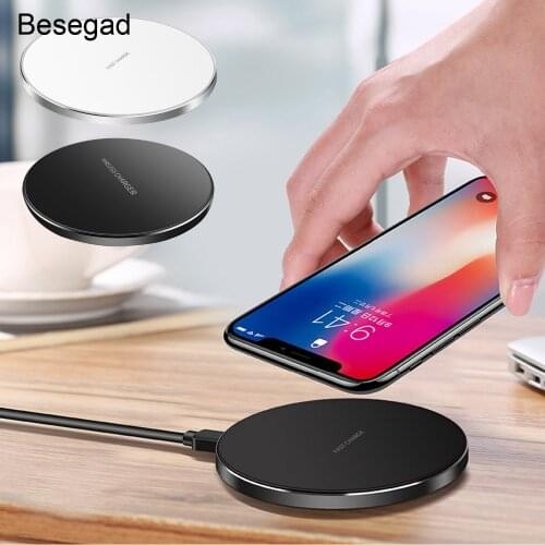Besegad Phone Charger QI Fast Wireless Charging Stand Pad for Apple iPhone 10 X 8 Plus Samsung Galaxy S9 S8 S7 S6 Note5