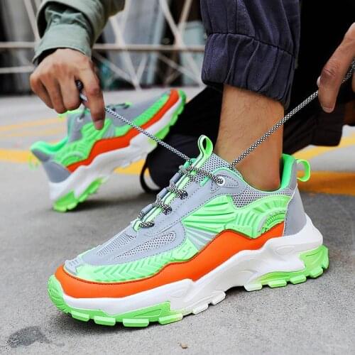 Large Size Outdoor Anti Slip Men Sport Shoes Sports Sneakers Man Running Shoes for Men Green Gray Orange Athletic Brands E-836