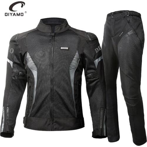 Black Motorcycle Jacket Men Motobiker Set Windproof Riding Suit Moto Jacket & Pants Touring Motocross Biker Body Protection Gear