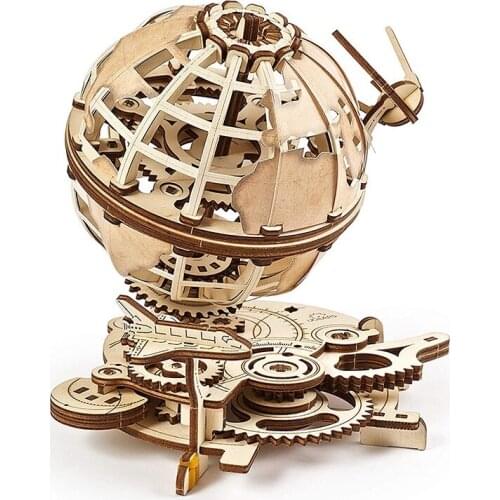 Wooden Mechanical Transmission Model Pendulum Globe Office Decoration