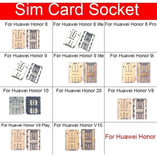 Sim Card Adapter For Huawei Honor 8 9 9I 10 20 V8 V9 V10 Play Lite Pro Memory Reader Card Holder Socket Flex Ribbon Repair