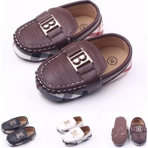Baby Shoes Plaid Stitching Pu Baby Shoes Toddler Shoes 0-1 Years Old