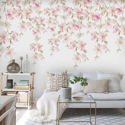 Photo Wallpaper Modern Watercolor Flowers Mural Living Room Bedroom Romantic Home Decor Self-Adhesive Waterproof 3D Wall Sticker