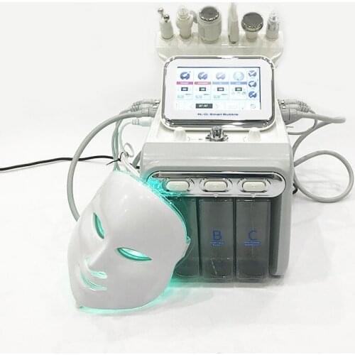 2020new 7in1 h2 o2 hydrafacial with led light therapy facial mask water oxygen jet aqual peeling small bubble anti-aging machine