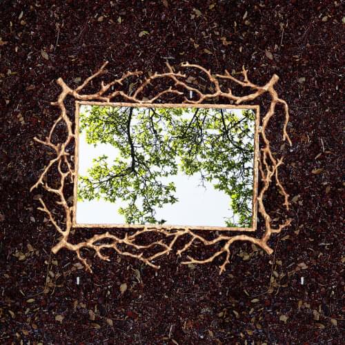All Copper Branch Dressing Mirror Wall Hanging Dressing Table Irregular Mirror Large Living Room Bedroom Light Luxurious Mirror