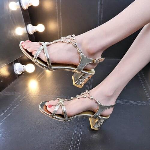 Summer fashion explosion models womens sandals comfortable heels soft inside sweet mid-heeled shoes dress sandals 2020 U23-27