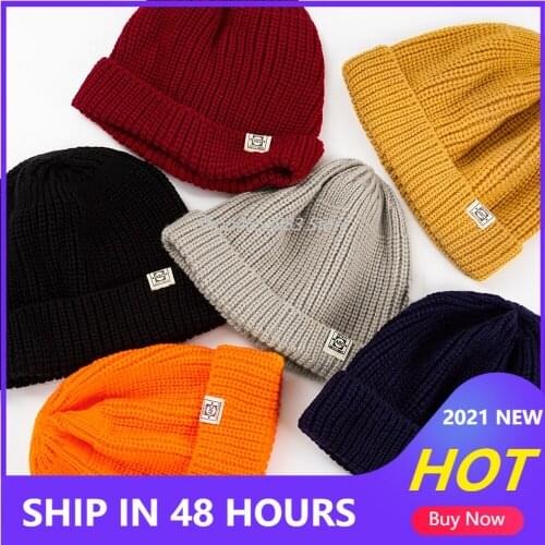 Fashion Beanie Winter Hat Women Men Knit Hat Warmer Brimless Hats Unisex Hip-Hop Knitted Cap Solid Color bonnet