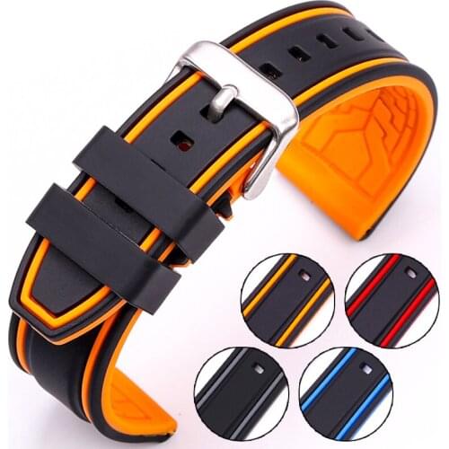 Soft Silicone Watch Band Strap 20mm 22mm 24mm 26mm Fashion Women Men Color Matching Watchbands Rubber Bracelet
