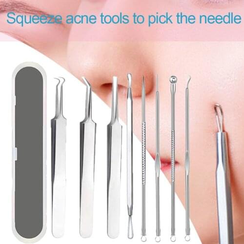 Stainless Steel Acne Removal Needles Pimple Blackhead Remover Tools Spoon Face Skin Care Tools Needles Facial Pore Cleaner