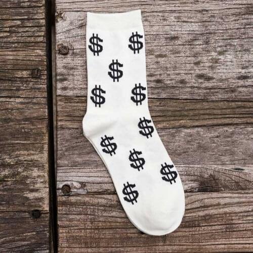 New spring Novelty Mens Long Socks Harajuku Money Dollar 3D Patterned Socks Funny Cartoon Sock Pure Cotton for Men