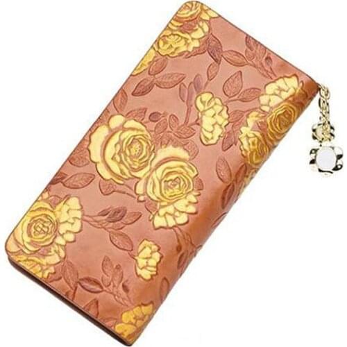 New women genuine leather bag brand fashion quality Real cowhide Wallets zipper wallet women clutch bag