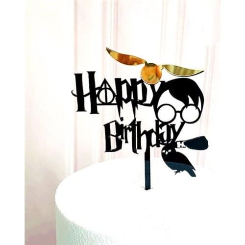 New Cartoon Happy Birthday Acrylic Cake Topper Cute Boy Witch Cake Topper For Kids Birthday Party Cake Decorations Baby Shower