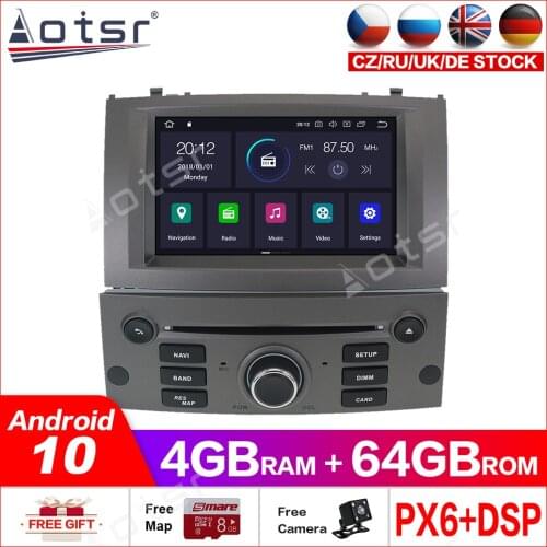 PX6 4+64 Android 10.0 Car DVD Stereo Multimedia For Peugeot 407 2004-2010 Radio GPS Navi Audio Video stereo head unit IPS screen