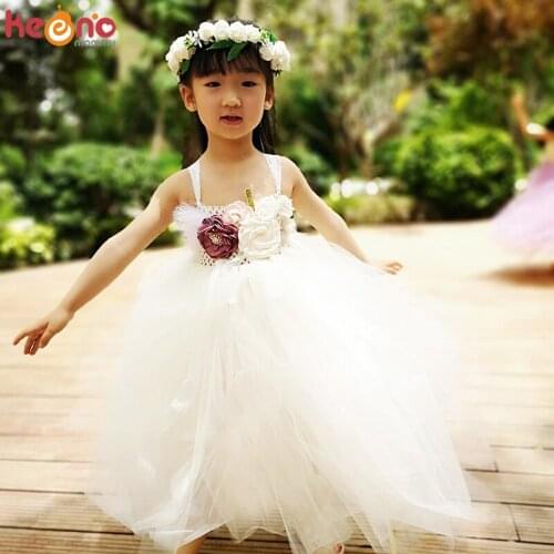 Handmade Fluffy Flower Girl Tutu Dress for Wedding and Birthday Photoshoot Kids Princess Pageant Ball Gowns Girls Lace Dress