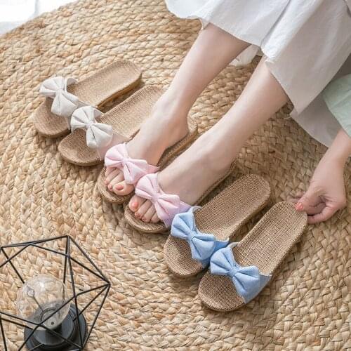 Flax Straw Rattan Household Sandals And Slippers For Home Indoor Cotton And Linen Summer Non-Slip Slippers