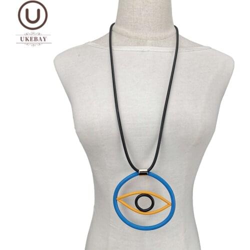 UKEBAY New Demon Eye Pendant Necklaces For Women Handmade Original Jewelry Gothic Statement Necklace Rubber Jewellery Gift Chain