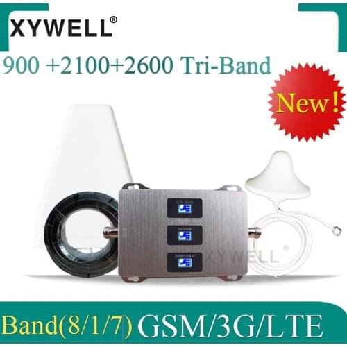 Russia Cellular Amplifier 900/2100/2600 Tri-Band GSM Repeate 2G 3G 4G CellPhone Booster 70dB GSM UMTS LTE Mobile Signal Booster