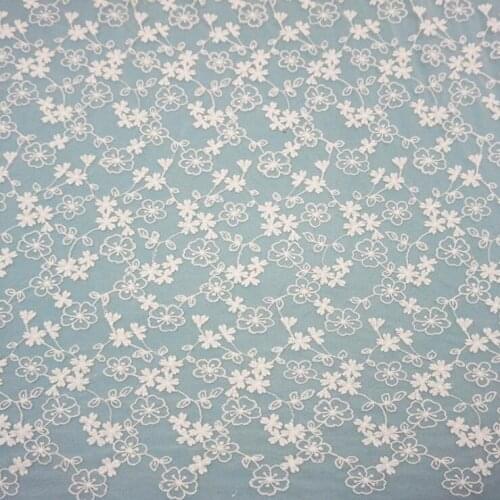 White Flower Embroidered Lace Cloth Womens Summer Cotton Cloth Lace Fabric