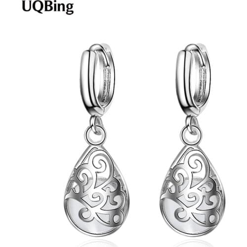 925 Sterling Silver White/Pink Opal Totem Clip Earrings For Women Birthday Gift