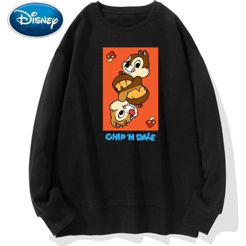 Disney Sweatshirt Chip Dale Chipmunk Cartoon Print O-Neck Pullover Cute Couples Unisex Women Long Sleeve Tops S - 3XL 6 Colors
