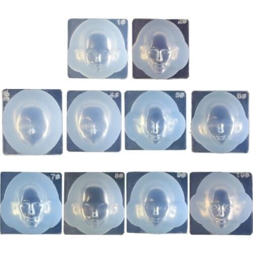 10 Pcs Human Face 3D Doll Epoxy Resin Mold Aromatherapy Plaster Silicone Mould DIY Crafts Ornaments Casting Mold