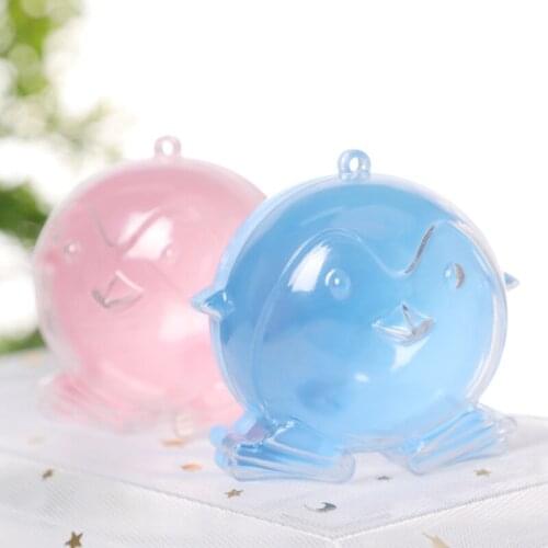 12pcs/lot Creative cartoon transparent plastic candy box round storage candy packaging box