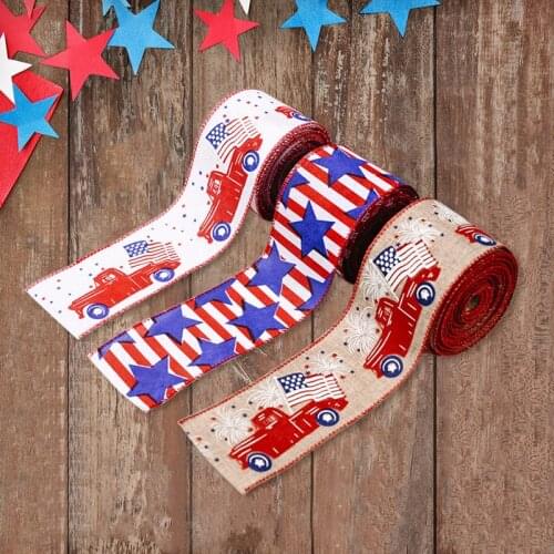 2M /roll American Independence Day Ribbon Printing Thermal Transfer Decorative Ribbon DIY Gift Pack Decor Party Supplies