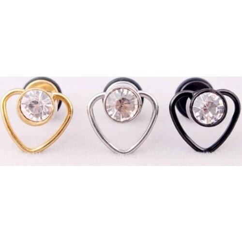 Fashion Stainless steel Stud Earrings Hollow Heart Rhinestone For Women Classic Ear Jewelry Birthday gifts 2 pieces