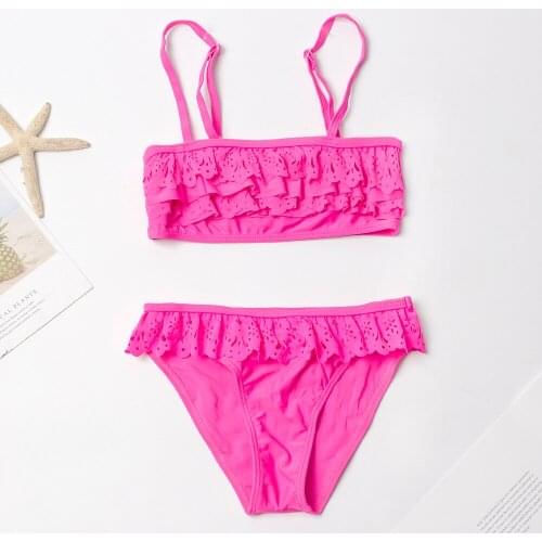 7-14 years multi style girls swimsuit swimwear solid girls bikini set 2020 summer children bikinis kids biquini infantil A271