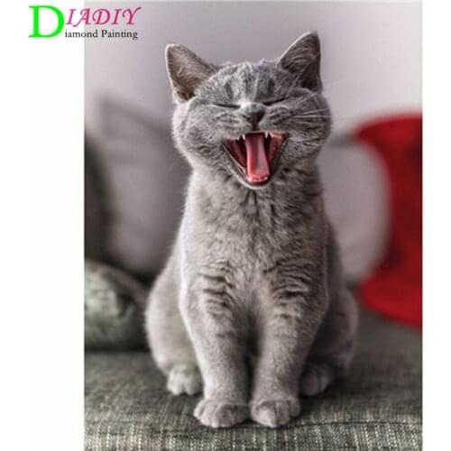 Cat DIY 5D Diamond Painting Full Round Rhinestones Animal Diamond Embroidery Cross Stitch Mosaic Home Decor