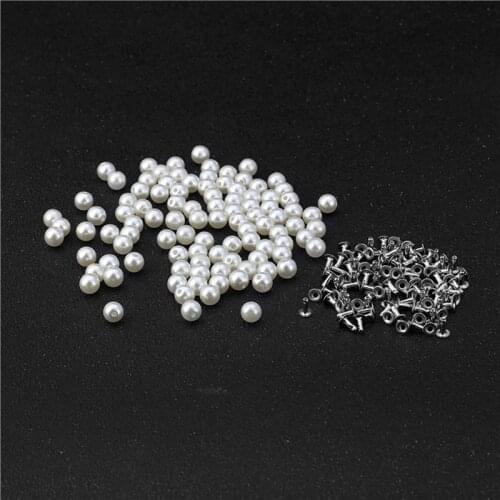6MM 50PC/Set DIY Imitation ABS Pearl Rivets Wedding Dresses Leather Bag Shoes Jeans Crafts Decoration Supplies Hand Press Rivet